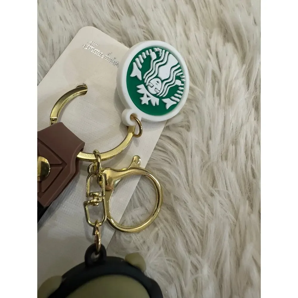 Starbucks Brown bear keychain strap with white & blue Starbucks logo